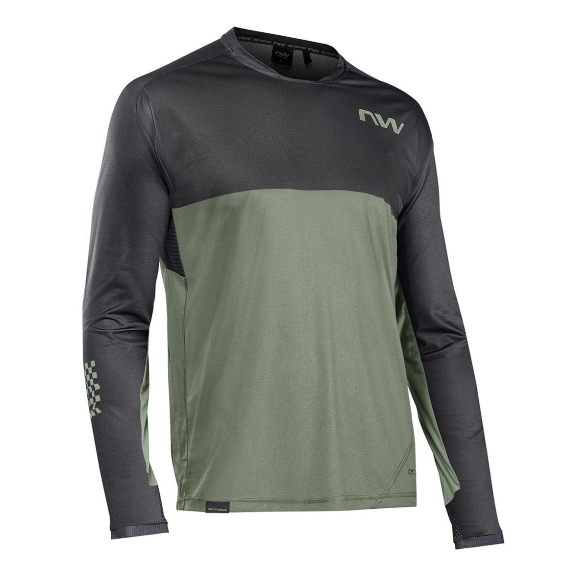 NORTHWAVE EDGE LS JERSEY black/forest green | Вело джърси