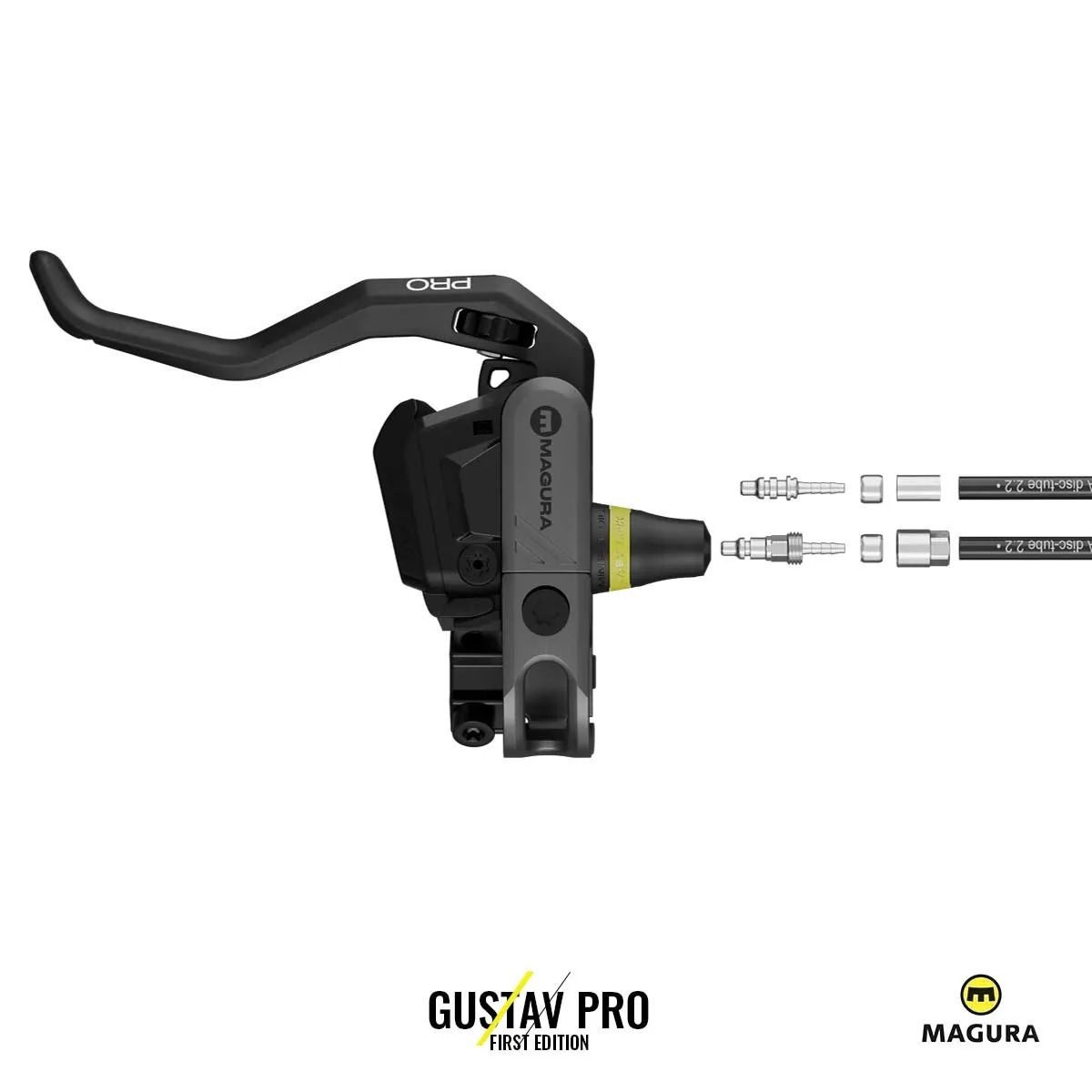 Спирачки MAGURA GUSTAV PRO First Edition сет | 2бр спирачки GUSTAV PRO + 2бр дискове MDR-C 2.5mm + 2бр. Адаптери QM44