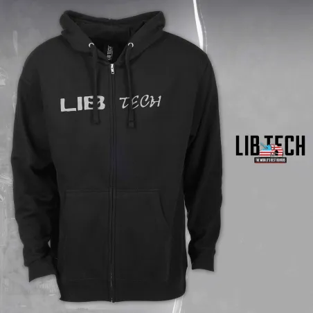 LIB LOGO HOODED ZIP BLACK