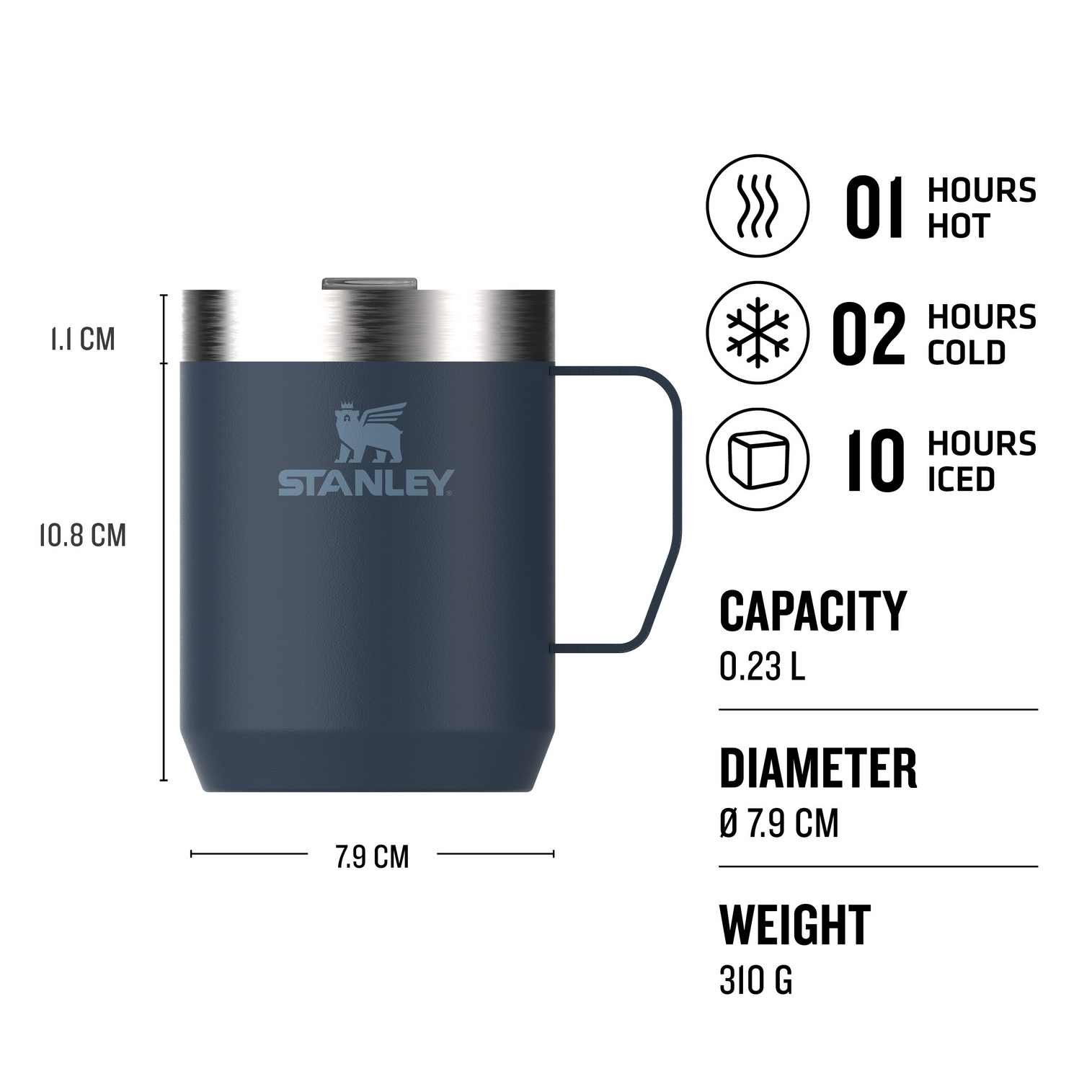 STANLEY The Stay-Hot Camp Mug .23L / 8oz Navy | Чаха за храна и напитки