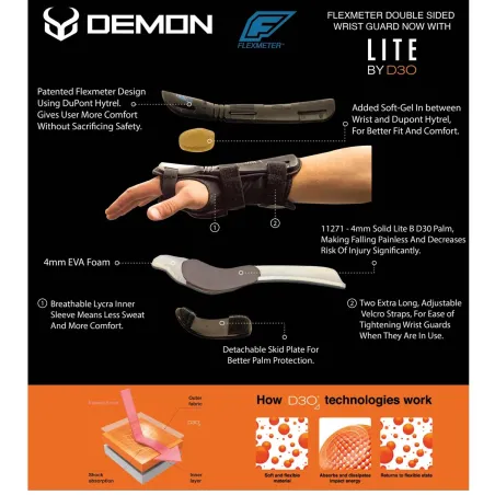DEMON FLEXMETER WRIST GUARD DOUBLE D3O Black | WRIST