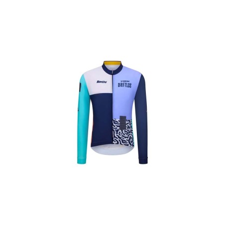 Long Sleeve Jersey Santini Trek Driftless Team Replica Cycling Thermal Dark Blue/Light Blue