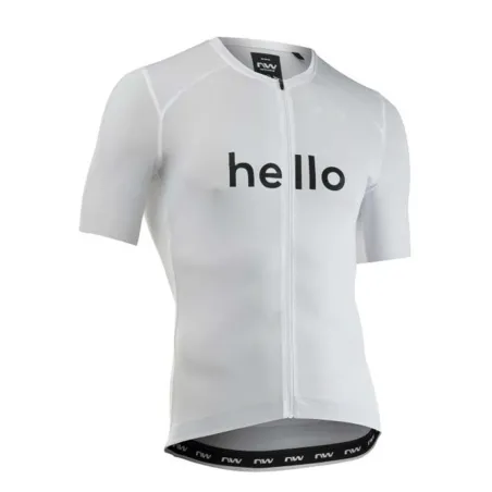 Bike jersey with short sleeve NORTHWAVE BLADE HELLO GOODBYE white